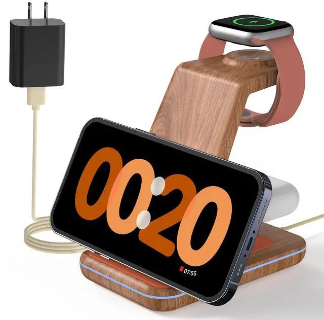 Main image of JoyGeek 3 in 1 Charging Station for Apple Devices, Wireless Charger Stand for iPhone 17/16/15/14/13/12/11/SE/X Pro Max Plus - Apple Watch 11/10/9/Ultra 2/8/SE/7/6/5 - AirPods Pro 2/3/2