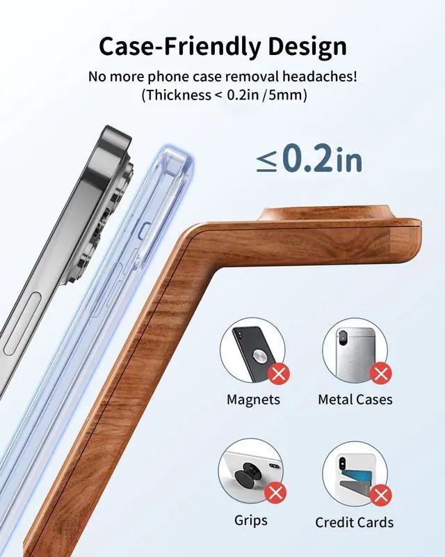 Alt view image 3 of 6 - JoyGeek 3 in 1 Charging Station for Apple Devices, Wireless Charger Stand for iPhone 17/16/15/14/13/12/11/SE/X Pro Max Plus - Apple Watch 11/10/9/Ultra 2/8/SE/7/6/5 - AirPods Pro 2/3/2