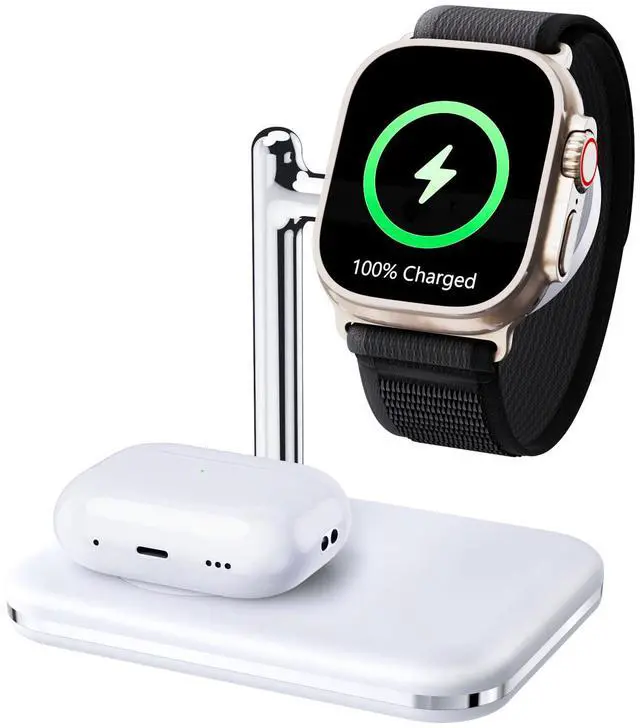 Main image of MAKAQI 2 in 1 Charger Stand for Apple Watch and AirPods, Foldable Watch Charging Dock Compatible with Apple Watch Series Ultra/10/9/8/7/6/Se/5/4/3 & Airpods Pro/4/3/2/1