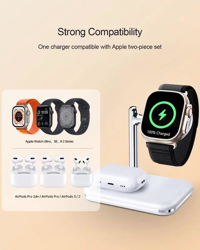 Alt view image 4 of 7 - MAKAQI 2 in 1 Charger Stand for Apple Watch and AirPods, Foldable Watch Charging Dock Compatible with Apple Watch Series Ultra/10/9/8/7/6/Se/5/4/3 & Airpods Pro/4/3/2/1