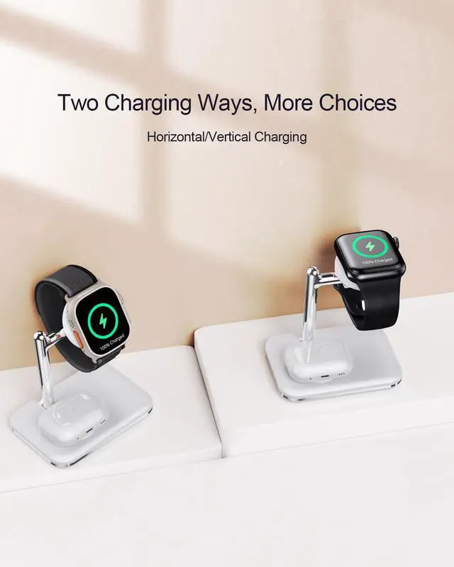 Alt view image 5 of 7 - MAKAQI 2 in 1 Charger Stand for Apple Watch and AirPods, Foldable Watch Charging Dock Compatible with Apple Watch Series Ultra/10/9/8/7/6/Se/5/4/3 & Airpods Pro/4/3/2/1