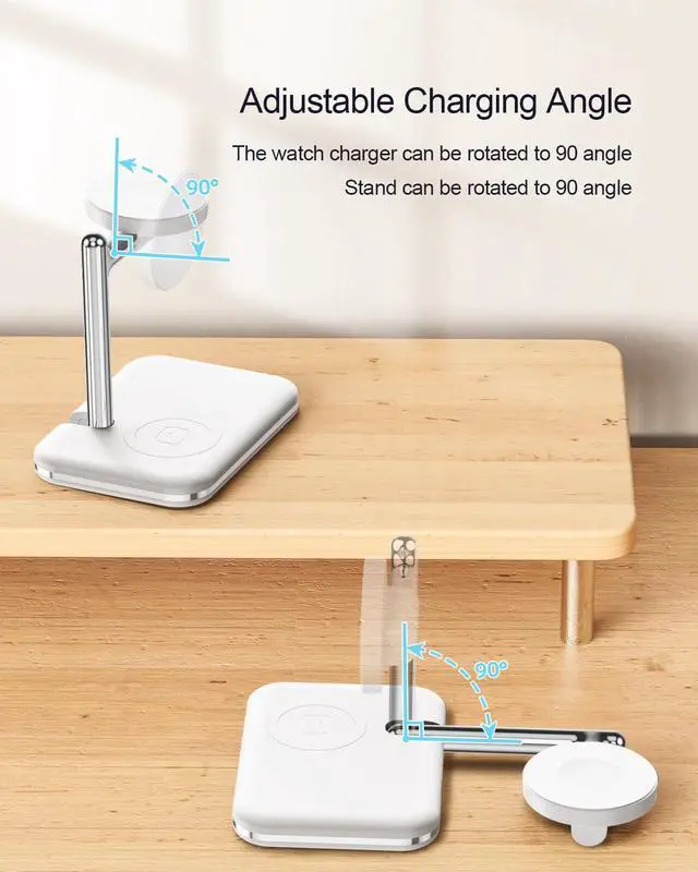 Alt view image 7 of 7 - MAKAQI 2 in 1 Charger Stand for Apple Watch and AirPods, Foldable Watch Charging Dock Compatible with Apple Watch Series Ultra/10/9/8/7/6/Se/5/4/3 & Airpods Pro/4/3/2/1