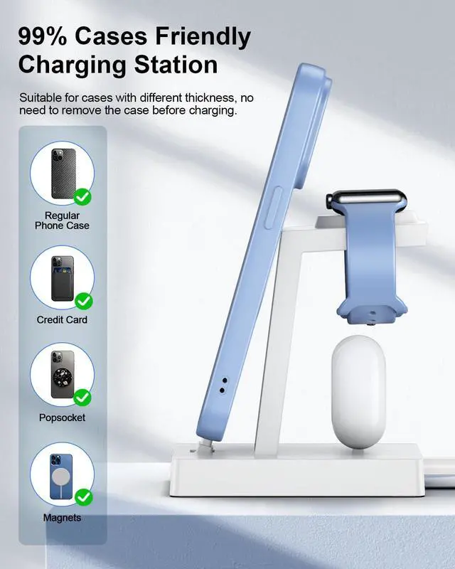 Alt view image 4 of 7 - 30W Fast Charging Station for Apple Devices - ADADPU 3 in 1 USB C Charger Stand for iPhone 17 16 15 Pro Max Plus & AirPods 4,Wireless Charger Dock Compatible with Apple Watch Ultra/10/9/8/7/6/5/4/3/SE