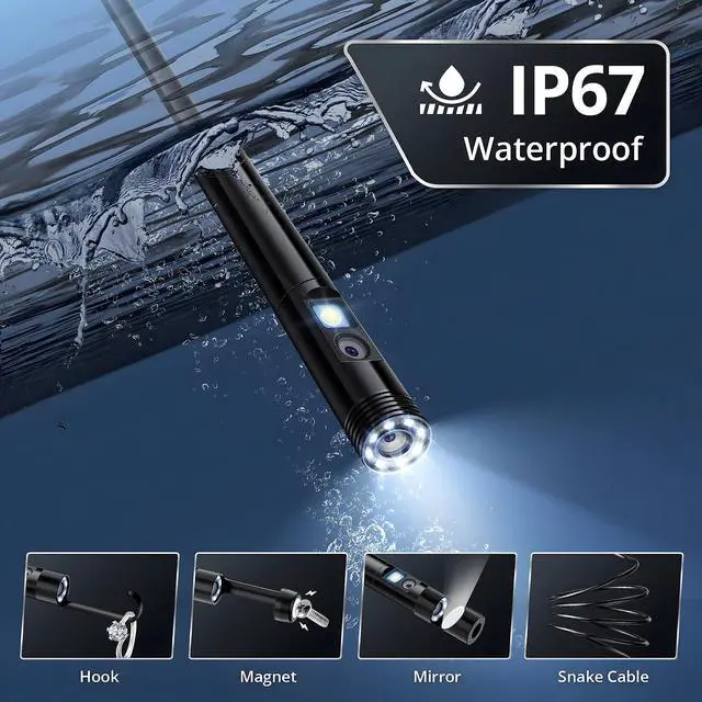 Alt view image 5 of 7 - [Dual-Lens] Borescope,Endoscope Camera with Light,1920P Inspection Camera with 8+1 Adjustable LED Lights, 16.5ft Semi-Rigid Cable Snake Endoscope for iPhone, iPad, Samsung