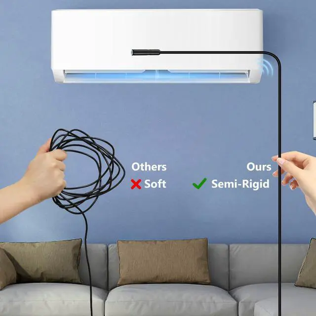 Alt view image 6 of 7 - Endoscope Camera with Light, 1920P HD Borescope Camera for iPhone, 16.4 Ft Semi-Rigid Snake Camera - 8 Adjustable LEDs, IP67 Waterproof Inspection Tools for iOS and Android, Cool Gadgets for Men