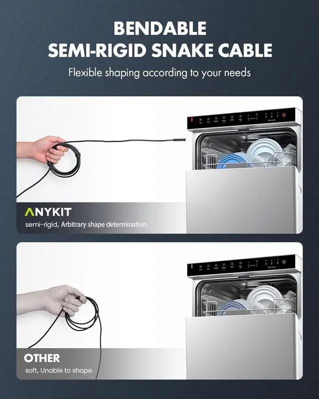 Alt view image 5 of 7 - Anykit Dual Lens Endoscope Camera, Type-C Borescope with 8 Adjustable LED Lights, IP67 Waterproof 16.5ft Semi-Rigid Snake Cord Inspection Camera Compatible with Type C iPhone 15 & Android Phone