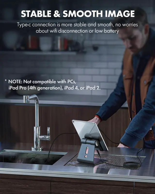 Alt view image 4 of 7 - Anykit Dual Lens Endoscope Camera, Type-C Borescope with 8 Adjustable LED Lights, IP67 Waterproof 16.5ft Semi-Rigid Snake Cord Inspection Camera Compatible with Type C iPhone 15 & Android Phone