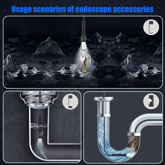 Alt view image 3 of 7 - Endoscope Camera with Light,1920P HD Borescope, IP67 Waterpro of Inspection Snake Camera for Drain/Plumbing/Wall Automotive Engine, Semi-Rigid with 8 LED Lights, for iOS/Android,16.4ft