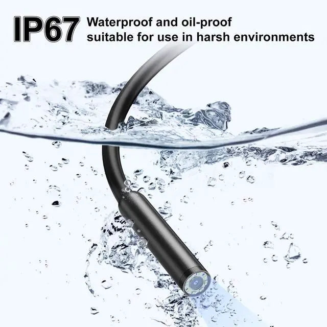 Alt view image 5 of 7 - 1920P HD Dual Lens Endoscope Camera Semi-Rigid Snake Cable IP67 Waterproof 8LED Lights Dimmable HD Industrial Pipeline Inspection Probe Compatible with Smartphones Endoscope Camera (9.9ft)