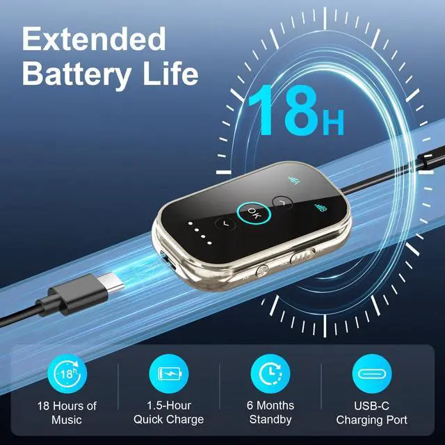 Alt view image 6 of 7 - Ultra Xmagpot Bluetooth 5.4 Transmitter Receiver - CNC Aluminum & Ceramic Glass | Dual Link for 2 AirPods/Headphones | aptX Adaptive/HD Audio | Wireless Transmitter for Airplane/TV/Car/Gym