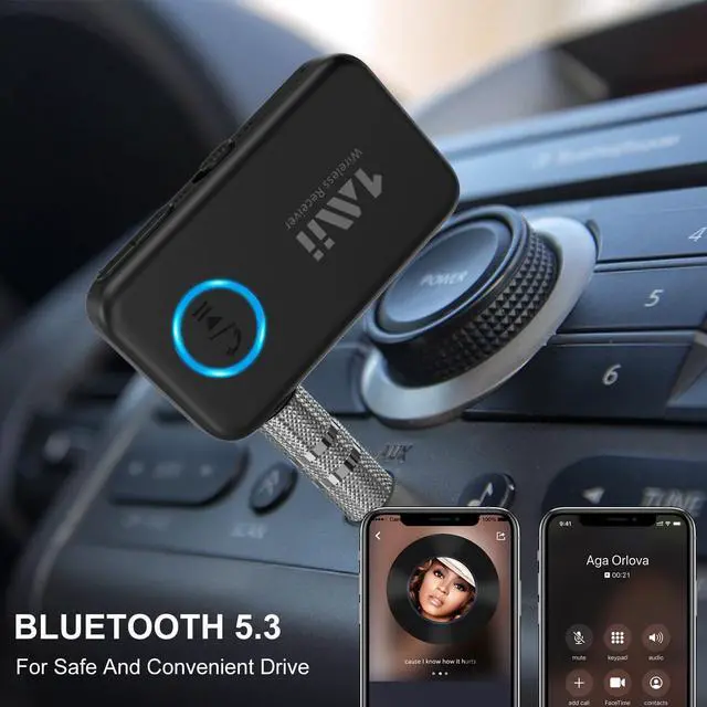 Alt view image 2 of 7 - 1Mii Bluetooth 5.3 Music Receiver for Car/Home Stereo, Aux Bluetooth Adapter for Car with Volume Control Supports Hands Free Calls, 16H Battery Life