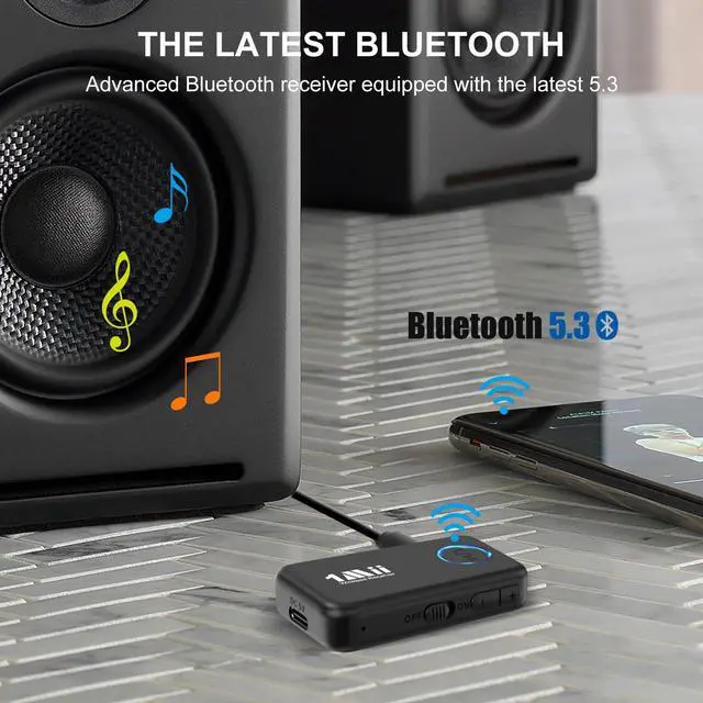 Alt view image 4 of 7 - 1Mii Bluetooth 5.3 Music Receiver for Car/Home Stereo, Aux Bluetooth Adapter for Car with Volume Control Supports Hands Free Calls, 16H Battery Life