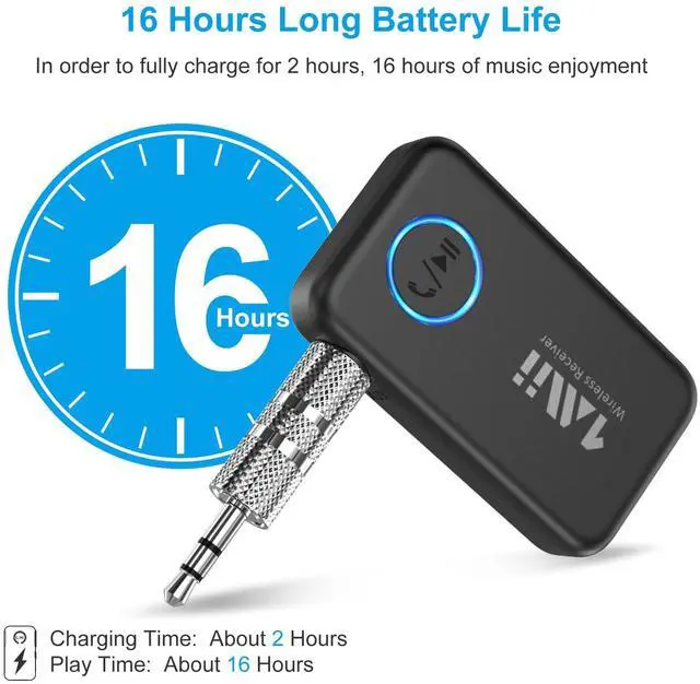 Alt view image 6 of 7 - 1Mii Bluetooth 5.3 Music Receiver for Car/Home Stereo, Aux Bluetooth Adapter for Car with Volume Control Supports Hands Free Calls, 16H Battery Life