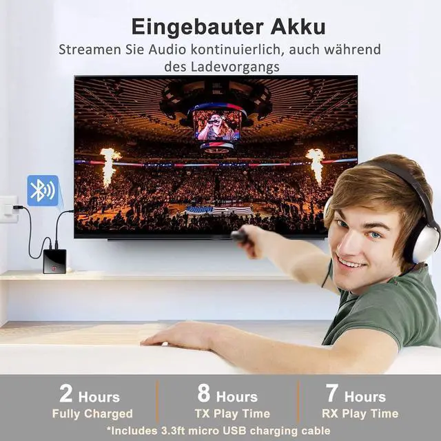 Alt view image 5 of 7 - Isobel Bluetooth 5.0 Transmitter Receiver (Optical, 3.5mm AUX, RCA), Low Latency Wireless Audio Adapter Bluetooth AUX Adapter for TV PC Car/Home Stereo System up to 2 AirPods Wireless Headphones