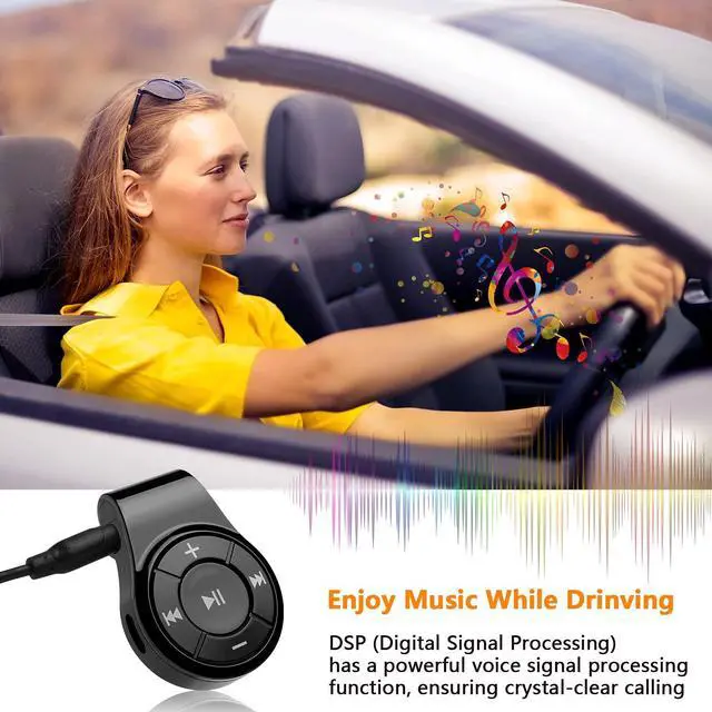 Alt view image 3 of 7 - Bluetooth Receiver/Car Kit, Bluebyte Clip Wireless Audio Receiver for Headphones car Audio,Wireless Adapter Support Hands-Free Calling,Bluetooth 5.0 Low Latency for Music(Glossy Black).
