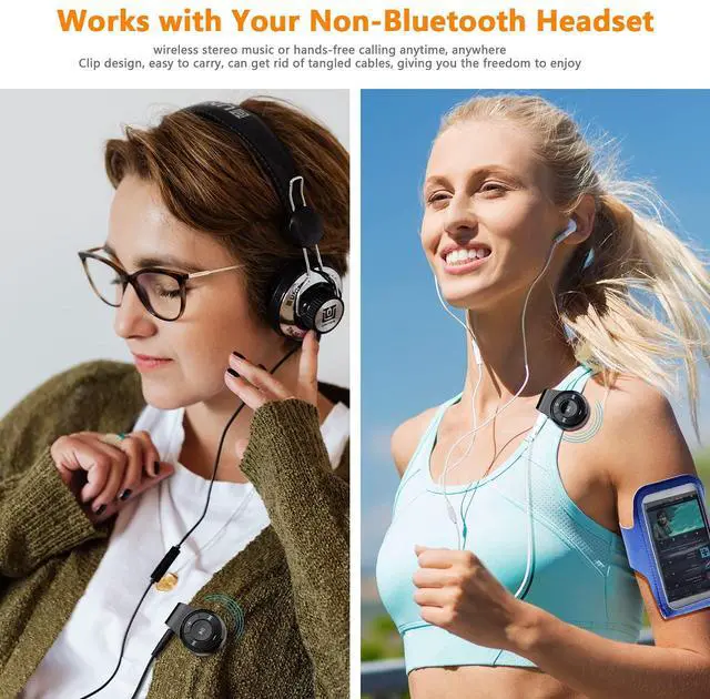 Alt view image 2 of 7 - Bluetooth Receiver/Car Kit, Bluebyte Clip Wireless Audio Receiver for Headphones car Audio,Wireless Adapter Support Hands-Free Calling,Bluetooth 5.0 Low Latency for Music(Glossy Black).