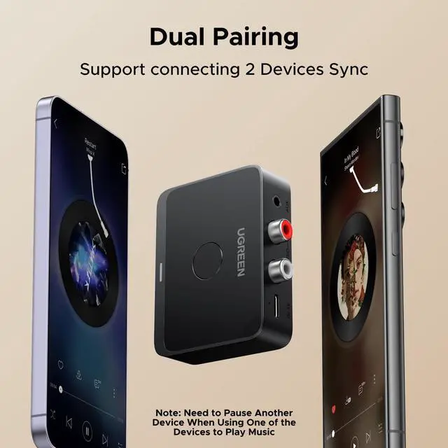 Alt view image 7 of 7 - UGREEN Bluetooth 6.0 Receiver with LDAC, Hi-Res Wireless Audio Adapter with Low Latency, for Old Stereo/Speakers/Wired Speakers/Home Audio Music Streaming Stereo System