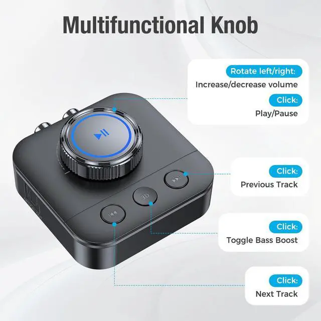 Alt view image 2 of 7 - Bluetooth 5.3 Receiver for Home Stereo, RCA Bluetooth Adapter for 3D Surround, Support Optical, AUX 3.5mm, RCA Receiver Adapter for Speakers, Music Streaming Stereo System