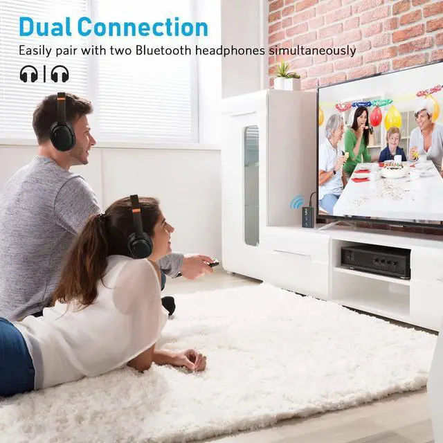 Alt view image 2 of 7 - 1Mii Bluetooth 5.3 Transmitter Receiver for TV to Wireless Headphones, Dual Link AptX Adaptive/Low Latency/HD Audio, Aux Adapter for Home Stereo, Airplane, Boat, Gym