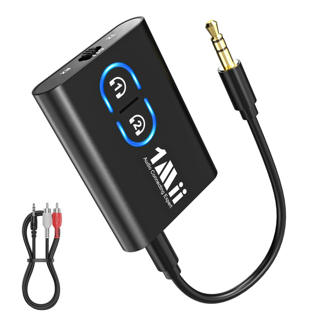 Andven Trasmettitore Bluetooth 4.0 Portatile – AUX 3.5mm Con AptX Low Latency, Per TV, MP3, Laptop E PC