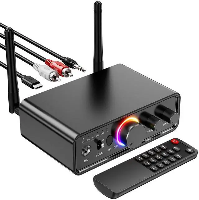 Main image of MOREGAX Upgraded M18 Bluetooth 5.3 Audio Receiver Transmitter for Home Stereo TV, HiFi Wireless Bluetooth Low Latency Audio Adapter, Supports USB, RCA, 3.5 mm AUX, DAC, Coaxial, Optical Input/Output