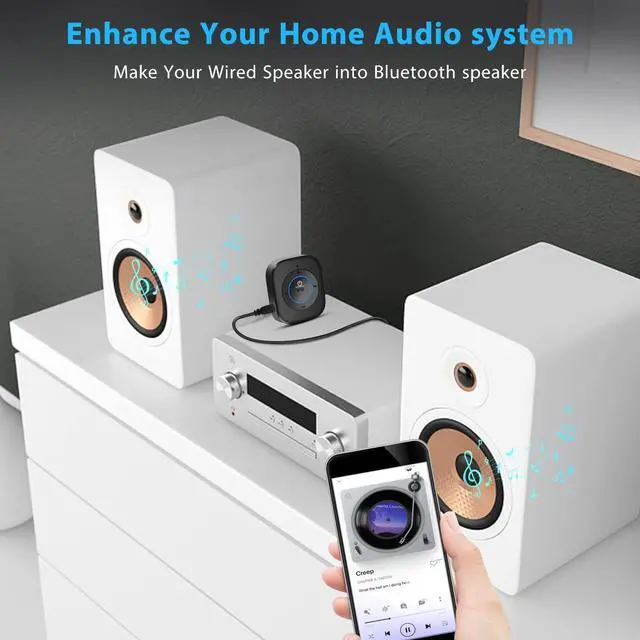 Alt view image 2 of 7 - iDIGMALL Bluetooth 5.4 Receiver for Speaker, Wireless HiFi Music Adapter w/Built-in Mic for Hands-Free Calls for Car Home Stereo Wired Headphones with 3.5mm RCA Aux Jack, 20 Hrs Playtime, Multi-Point