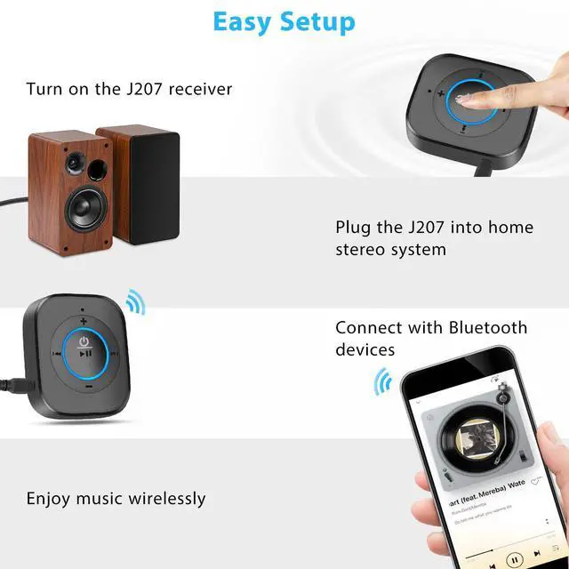 Alt view image 5 of 7 - iDIGMALL Bluetooth 5.4 Receiver for Speaker, Wireless HiFi Music Adapter w/Built-in Mic for Hands-Free Calls for Car Home Stereo Wired Headphones with 3.5mm RCA Aux Jack, 20 Hrs Playtime, Multi-Point
