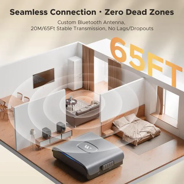 Alt view image 4 of 7 - WARRKY Bluetooth Audio Receiver for Home Stereo RCA and 3.5mm Audio Jack, Bluetooth Audio Adapter for Speakers, Work for Sound System, Amplifier, Cars