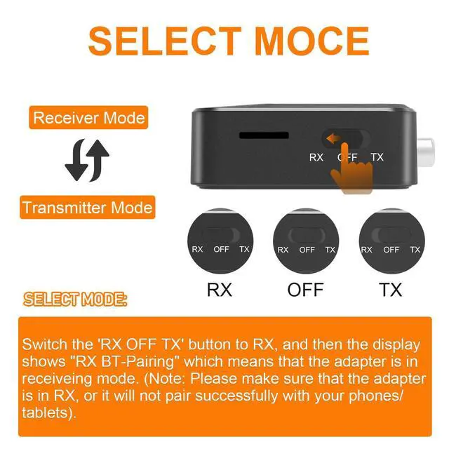 Alt view image 7 of 7 - Bluetooth Transmitter Receiver for TV, Audio Adapter for Home Stereo with RCA 3.5mm AUX & Display, Bluetooth Transmitter for Headphones/Speakers/Airplane/Home Theater/PC/Car, TF Card Output