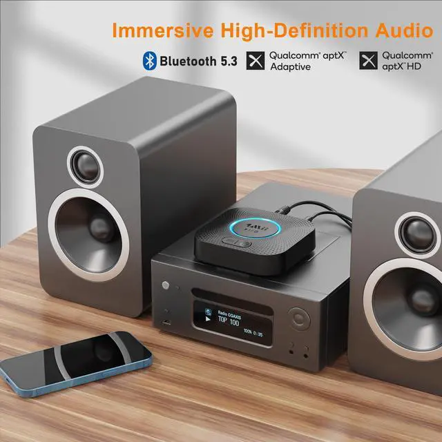 Alt view image 3 of 6 - 1Mii B06 Plus Bluetooth Receiver, HiFi Wireless Audio Adapter, Bluetooth 5.3 Receiver with 3D Surround aptX HD aptX Adaptive for Home Music Streaming Stereo System