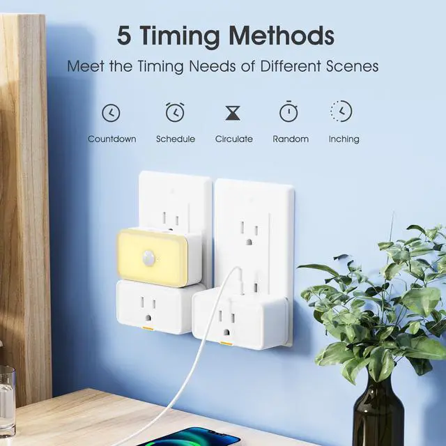 Alt view image 5 of 6 - YIFAN Smart Plug 15A, Smart Home WiFi Outlet with USB C Port, C Smart Series Tuya Smart Outlet with RF433/APP Remote Control, Compatible with Alexa, Google Home, No Hub Required, 2.4G WiFi Only