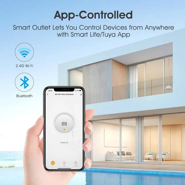 Alt view image 4 of 6 - YIFAN Smart Plug 15A, Smart Home WiFi Outlet with USB C Port, C Smart Series Tuya Smart Outlet with RF433/APP Remote Control, Compatible with Alexa, Google Home, No Hub Required, 2.4G WiFi Only