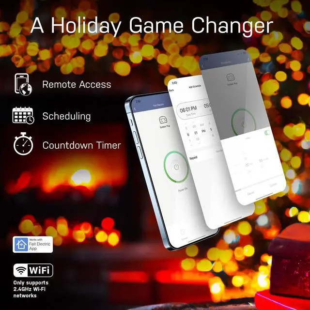 Alt view image 3 of 7 - Feit Electric Indoor Smart WiFi Plug Works with Alexa and Google Home, No hub Required, 2.4 Ghz Network Only, Remote Control from Anywhere 15 Amp Smart Outlet Plug, Indoor, White with Night Light