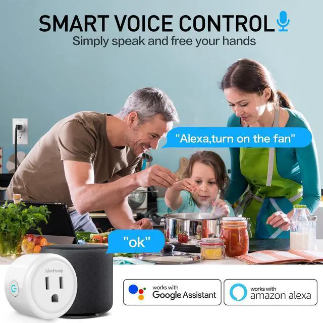 Alt view image 3 of 7 - KimPump WiFi Smart Plugs, App Controlled Plug Compatible with Alexa and Google Home, Wireless Outlet Plug with Timer & Schedule, 2.4GHz Wi-Fi Only Smart Socket Outlet FCC Listed for Home