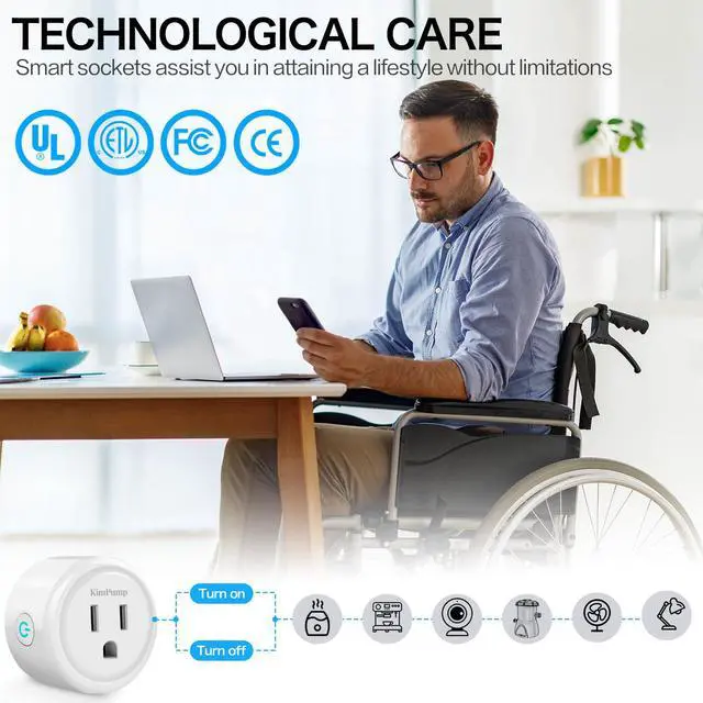 Alt view image 6 of 7 - KimPump WiFi Smart Plugs, App Controlled Plug Compatible with Alexa and Google Home, Wireless Outlet Plug with Timer & Schedule, 2.4GHz Wi-Fi Only Smart Socket Outlet FCC Listed for Home