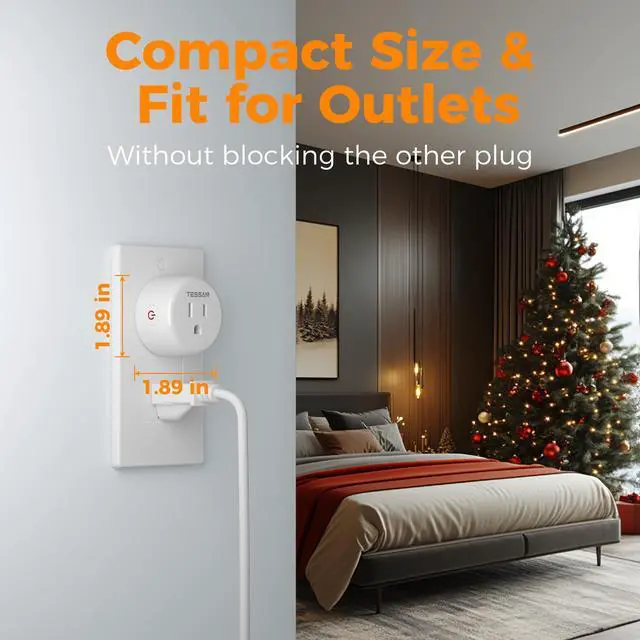 Alt view image 2 of 7 - Smart Plug, TESSAN WiFi Timer Outlet Compatible with Alexa and Google Assistant, Smart Outlet with Timer & APP Remote Control, No Hub Required, 2.4G WiFi, 4 Pack