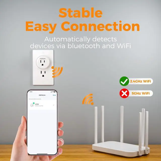 Alt view image 4 of 7 - Smart Plug, TESSAN WiFi Timer Outlet Compatible with Alexa and Google Assistant, Smart Outlet with Timer & APP Remote Control, No Hub Required, 2.4G WiFi, 4 Pack