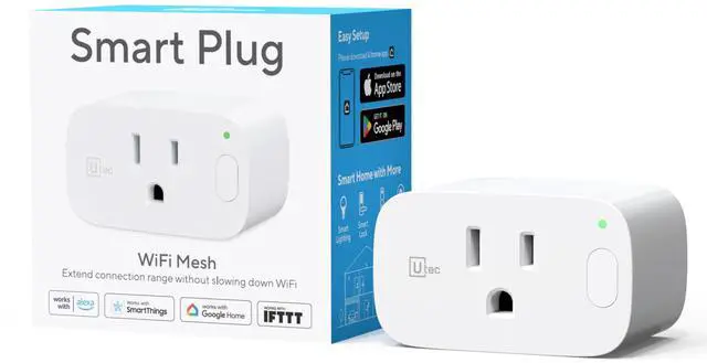 Main image of UTEC Smart Plug, Wi-Fi Mesh Outlet, 15A Ultra Efficient Smart Plug Compatible with Alexa, Google Home & IFTTT, No Hub Required, 2.4GHz Wi-Fi Only, Remote Control, ETL Certified