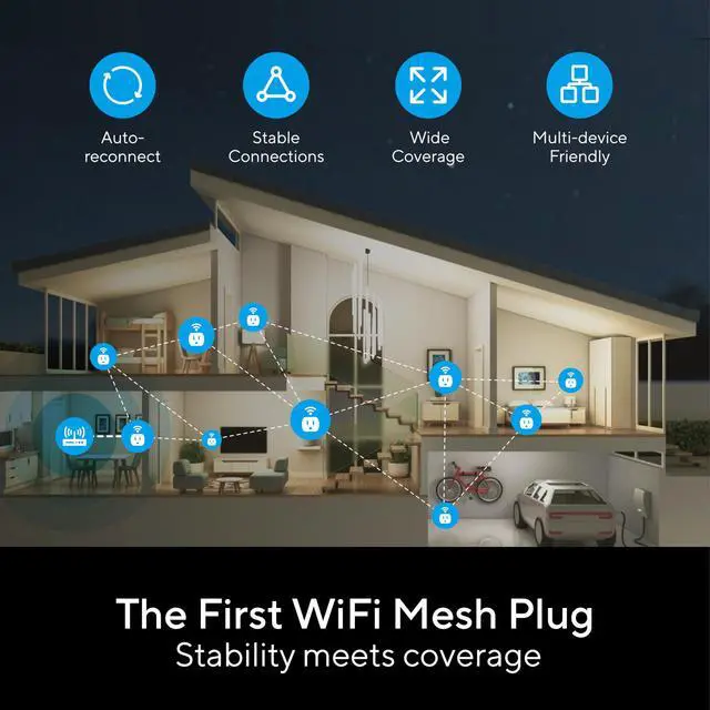 Alt view image 3 of 7 - UTEC Smart Plug, Wi-Fi Mesh Outlet, 15A Ultra Efficient Smart Plug Compatible with Alexa, Google Home & IFTTT, No Hub Required, 2.4GHz Wi-Fi Only, Remote Control, ETL Certified