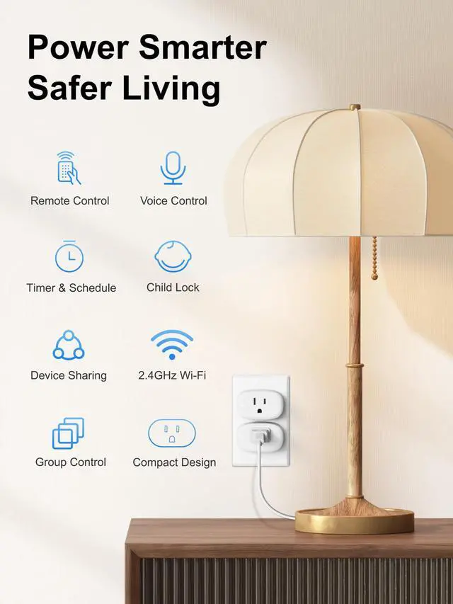 Alt view image 2 of 7 - Smart Plug, Smart Plugs That Compatible with Alexa & Google Home, Smart Outlet with Retome Control, Timer & Schedule, WiFi Outlet for Home, No Hub Required, 2.4GHz Wi-Fi Only, 2 Pack