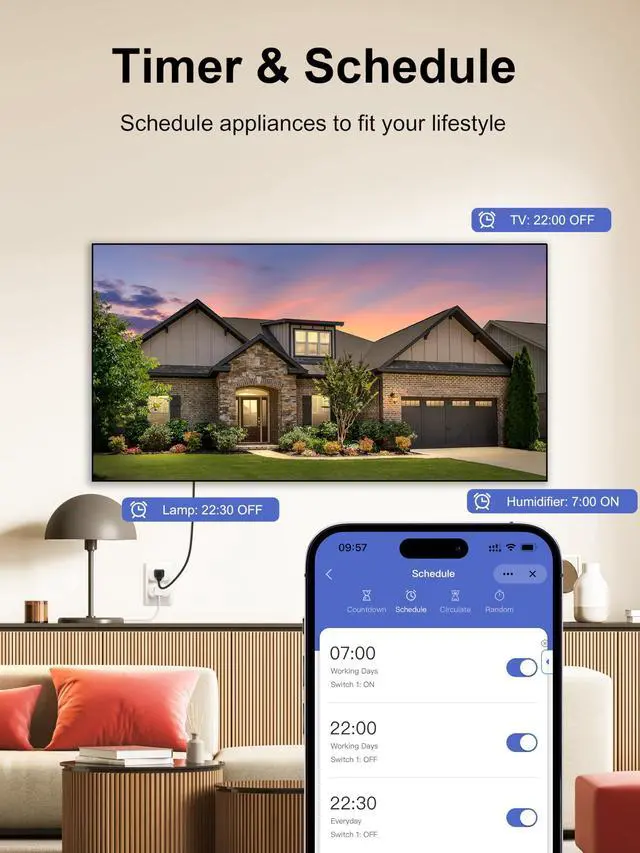 Alt view image 5 of 7 - Smart Plug, Smart Plugs That Compatible with Alexa & Google Home, Smart Outlet with Retome Control, Timer & Schedule, WiFi Outlet for Home, No Hub Required, 2.4GHz Wi-Fi Only, 2 Pack