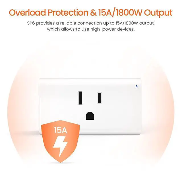 Alt view image 6 of 7 - TENDA SP6 Smart Plug WiFi Outlet Switch, Works with Alexa & Google Assistant for Voice Control, Remote Control via App, Timer & Schedule Function, 15A Easy Install, Compact Design, FCC ETL Certified