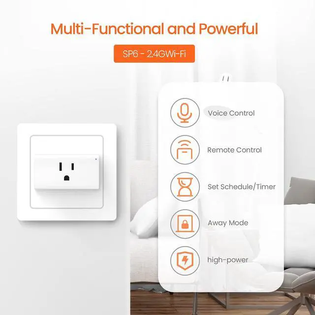 Alt view image 2 of 7 - TENDA SP6 Smart Plug WiFi Outlet Switch, Works with Alexa & Google Assistant for Voice Control, Remote Control via App, Timer & Schedule Function, 15A Easy Install, Compact Design, FCC ETL Certified