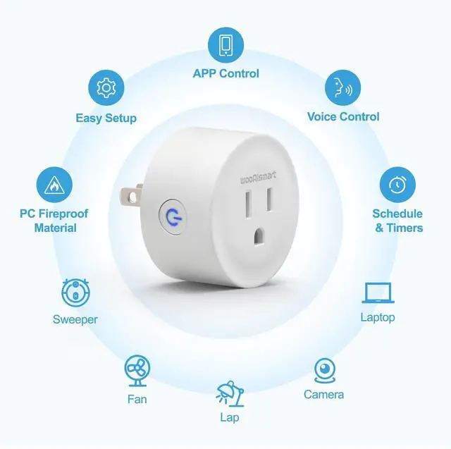 Alt view image 2 of 7 - wooaismart Smart Plug, WiFi Plugs Work with Alexa & Google Assistant, Smart Outlet with Timer & Group Controller, WiFi Outlet for Home, No Hub Required, ETL & FCC Certified, 2.4GHz WiFi, 10A, 2 Pack