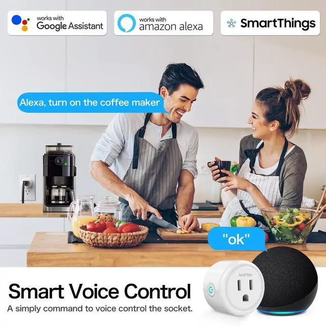 Alt view image 3 of 7 - KimFilter WiFi Smart Plug, Wireless Plugs Outlet Compatible with Alexa & Google Voice Assistant, App Controlled Outlet with Timer Function, 2.4GHz Only Wi-Fi Smart Socket, Smart Plug Timer for Home