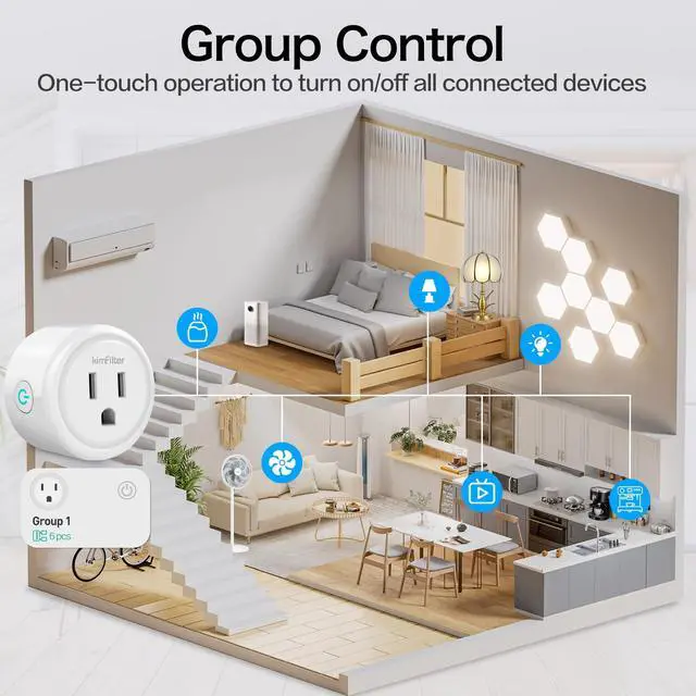 Alt view image 5 of 7 - KimFilter WiFi Smart Plug, Wireless Plugs Outlet Compatible with Alexa & Google Voice Assistant, App Controlled Outlet with Timer Function, 2.4GHz Only Wi-Fi Smart Socket, Smart Plug Timer for Home
