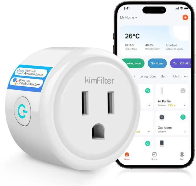 Main image of KimFilter WiFi Smart Plug, Wireless Plugs Outlet Compatible with Alexa & Google Voice Assistant, App Controlled Outlet with Timer Function, 2.4GHz Only Wi-Fi Smart Socket, Smart Plug Timer for Home