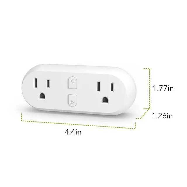 Alt view image 7 of 7 - HBN Smart Plug 15A, WiFi&Bluetooth Outlet Extender Dual Socket Plugs Works with Alexa, Google Home Assistant, Remote Control with Timer Function, No Hub Required, ETL Certified, 2.4G WiFi Only