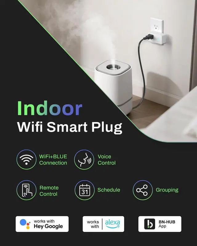 Alt view image 2 of 7 - BN-LINK WiFi & Bluetooth Smart Plug, Heavy Duty Smart Timer Outlet Works with Alexa & Google Home Assistant, Remote & Group Control, No Hub Required, ETL & FCC Certified, 2.4GHz WiFi Only, 4 Pack