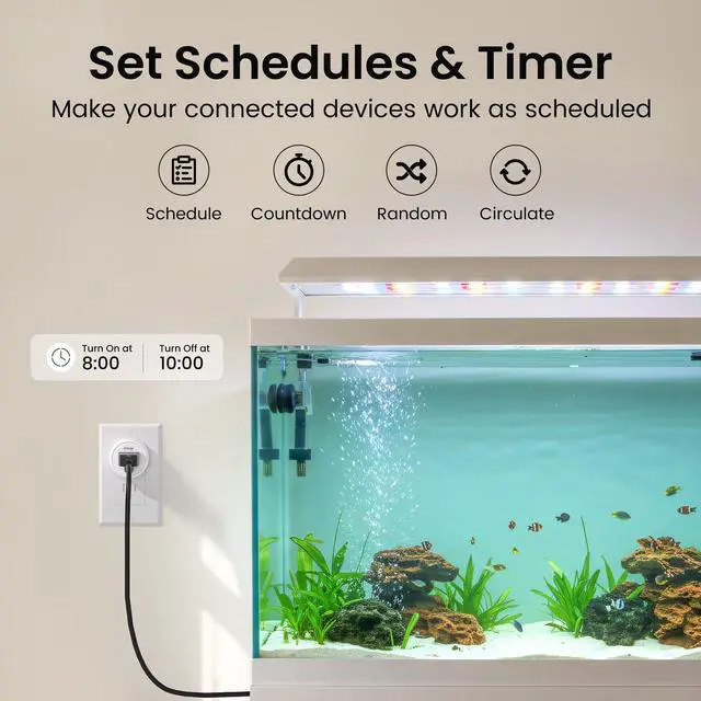 Alt view image 3 of 7 - GHome Smart Plug Mini, WiFi Smart Outlet Plug Works with Alexa and Google Home, Timer Outlet with APP Control, 2.4GHz Network Only, No Hub Required, ETL FCC Listed (4 Pack), White